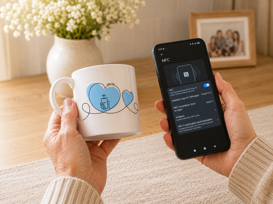 Smartphone an die Tasse